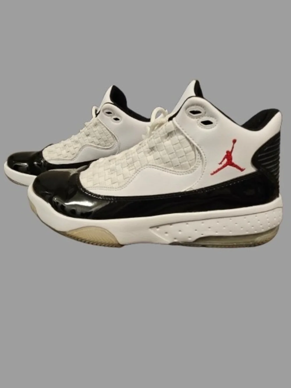 Jordan Men's White and Black Sneakers with Red Jumpman